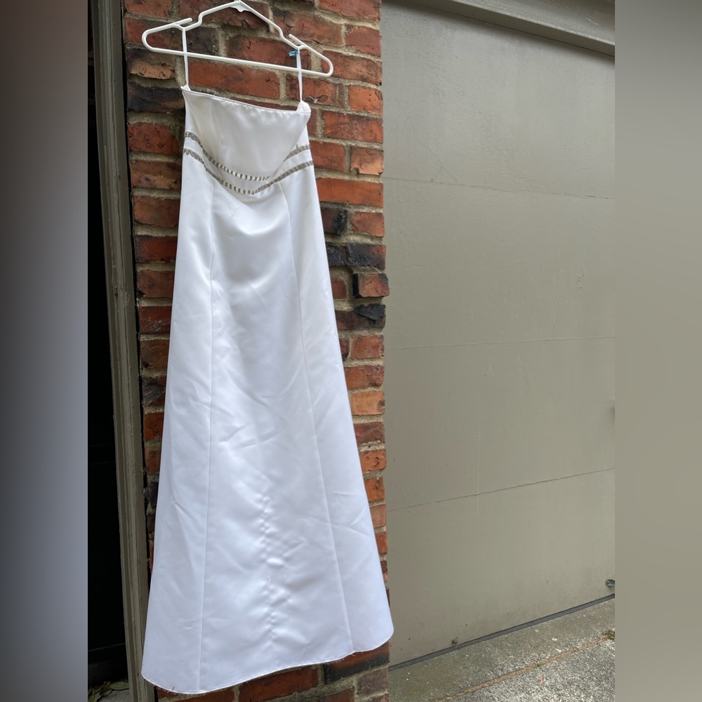 Strapless, white, formal gown